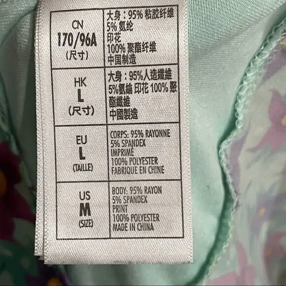 Disney The mermaid life is Sweet Graphic Tank Top Solid Blue & Purple floral M - Picture 8 of 12